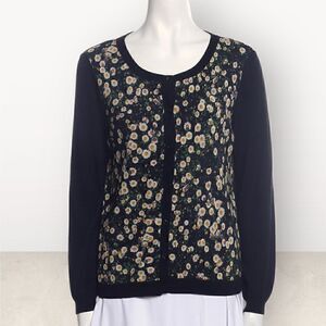 Moschino Cheap & Chic‎ Floral Silk & Cashmere Button Down Sweater
